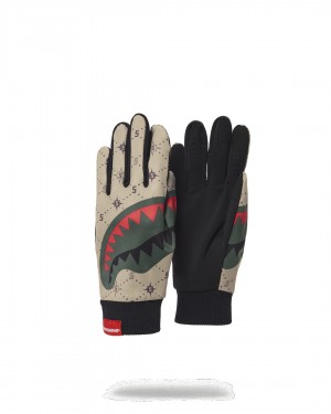 Beige Sprayground 5th Avenue Large Men's Gloves | 514711796