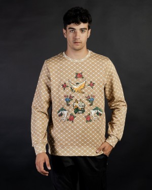 Beige Sprayground Air Italia Felpa Men's Sweatshirts | 365331626
