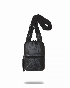 Black Sprayground 3am The Trilogy Sling Men's Shoulder Bags | 125917151