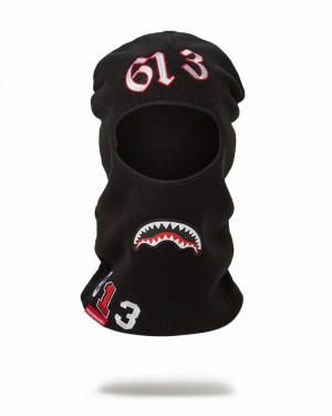 Black Sprayground 613 Typography Men's Ski Masks | 984652559