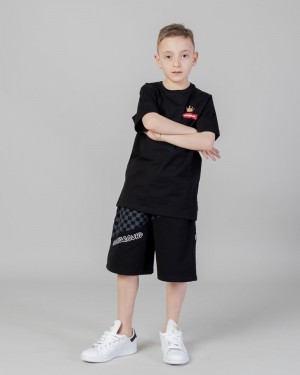 Black Sprayground Astromane Jump Smooth Kids' T Shirts | 421512116