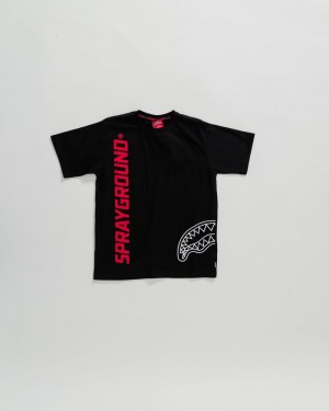 Black Sprayground Basic Hoodie Kids' T Shirts | 907779322