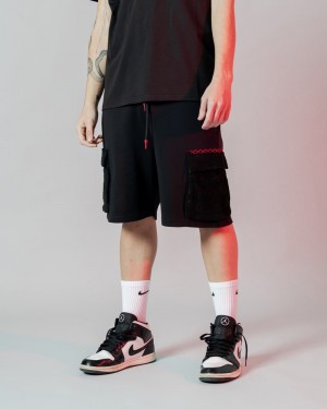 Black Sprayground Bermuda Jacquard Insert Cargo Men's Shorts | 722841014