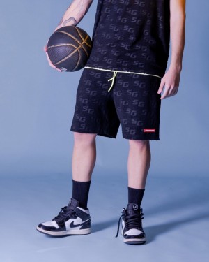 Black Sprayground Bermuda Jacquard Men's Shorts | 87060909