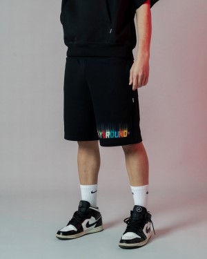 Black Sprayground Bermuda Shaded Embroidery Men's Shorts | 708269397