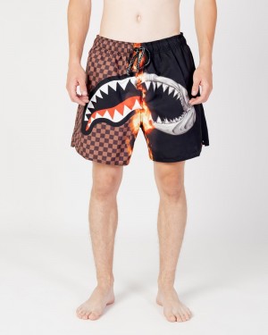 Black Sprayground Burnt Sharks In Paris Swm Women's Swim Shorts | 555144892