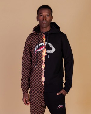 Black Sprayground Burnt Sharks In Paris Men's Hoodie | 803401882