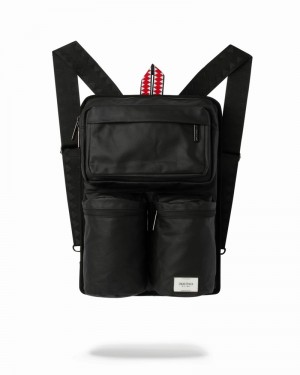 Black Sprayground Cargo Flat Men's Backpacks | 711625064