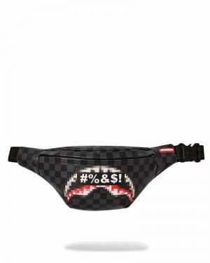 Black Sprayground Censored Savvy Men's Waist Bags | 223328681