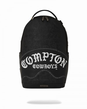 Black Sprayground Compton Cowboys Welcome To My City Men's Backpacks | 690609619