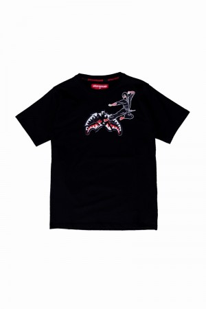 Black Sprayground Crash Smooth Ninja Kids' T Shirts | 71625927