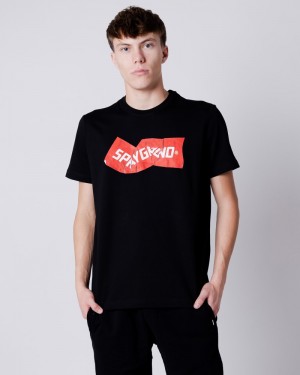 Black Sprayground Crumpled Men's T Shirts | 780356960