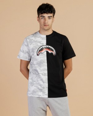 Black Sprayground Damage Control Men's T Shirts | 771763052