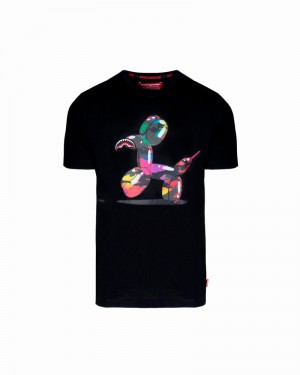 Black Sprayground Dog Joker Women's T Shirts | 420811590