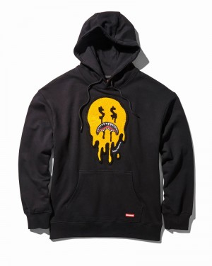 Black Sprayground Drip Shark Smiley Men's Hoodie | 343046768
