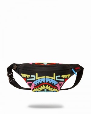Black Sprayground Electric Retro Men's Waist Bags | 436817456