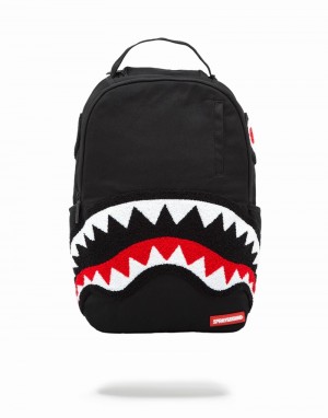 Black Sprayground Ghost Chenille Shark Men's Backpacks | 891931703