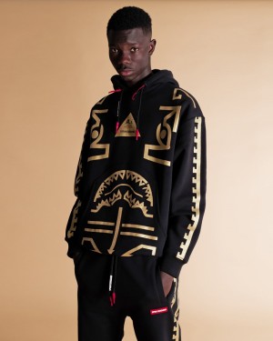 Black Sprayground Golden A.I Men's Hoodie | 729970124