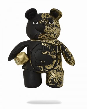 Black Sprayground Half Graff Glide Moneybear Teddybear Men's Backpacks | 547428098