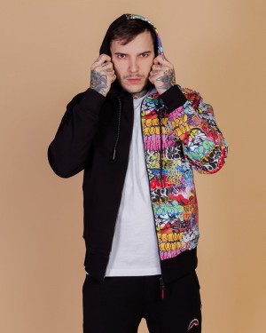 Black Sprayground Half Graff Men's Hoodie | 344903244