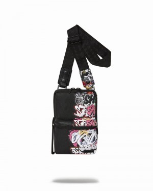 Black Sprayground Half Graff Men's Shoulder Bags | 563339363