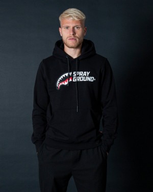 Black Sprayground Half Logo Men's Hoodie | 401800588
