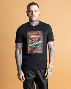 Black Sprayground Happy 10th Men's T Shirts | 951315600