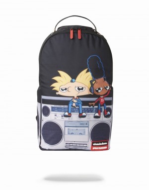 Black Sprayground Hey Arnold: Anime On Stereo Men's Backpacks | 47188507