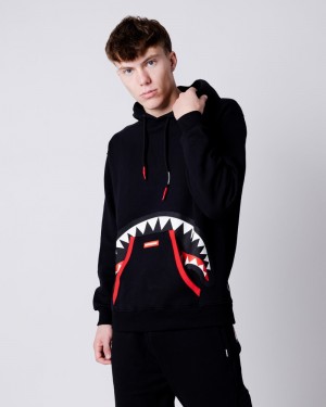 Black Sprayground Hidden Shark Men's Hoodie | 389247230