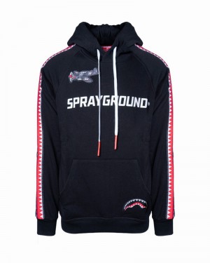 Black Sprayground Logo Aereo Women's Hoodie | 278775622