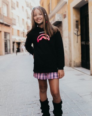 Black Sprayground Maxi Pull Kids' Hoodie | 53366503