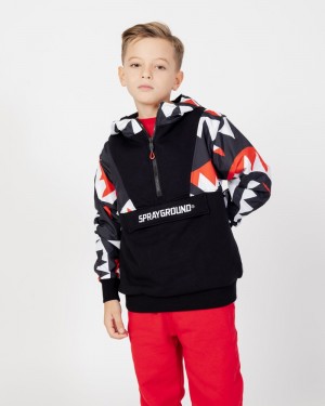 Black Sprayground Maxi Shark Anorak Kids' Hoodie | 809340930