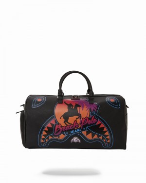 Black Sprayground Miami Beach Polo Collab Men's Duffle Bags | 804761581