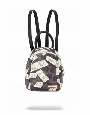 Black Sprayground Money On Leopard Print Mini Men's Backpacks | 290778829