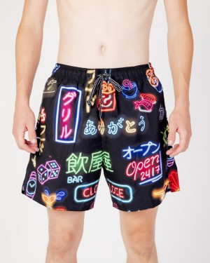 Black Sprayground Neon Men's Swim Shorts | 490162327