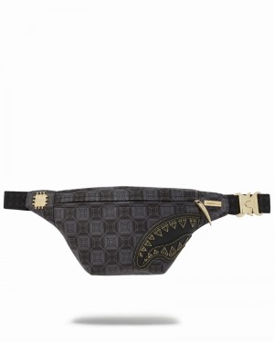 Black Sprayground Obsidian Stunner A.I.6 Sandflower Collab Savvy Men's Crossbody Bags | 284300401