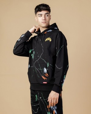 Black Sprayground Paint Splat Men's Hoodie | 337276361