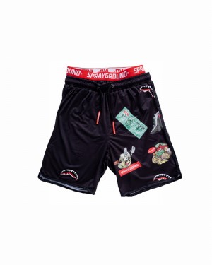 Black Sprayground Patch All-in Nr 3 Men's Swim Shorts | 449836386