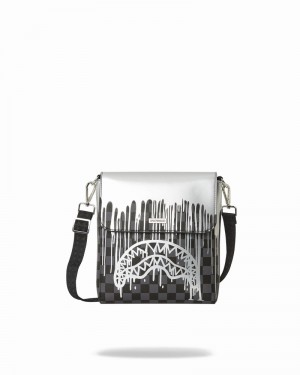 Black Sprayground Platinum Drips Men's Messenger Bags | 420976578