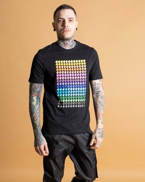 Black Sprayground Point Colors Men's T Shirts | 228790369