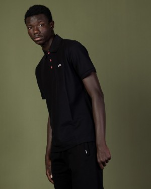 Black Sprayground Polo Men's T Shirts | 154648653