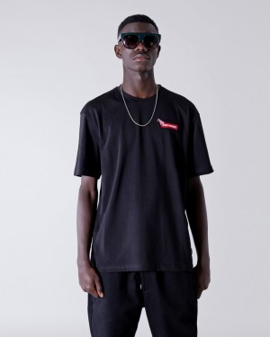 Black Sprayground Pool Party Men's T Shirts | 188098553