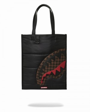 Black Sprayground Puffer Shark Vail Flex Men's Tote Bags | 163127485