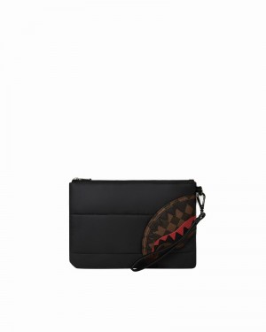 Black Sprayground Puffer Shark Vail Flex Crossover Men's Clutch Bags | 488311105