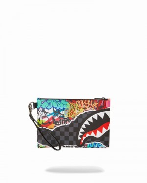 Black Sprayground Pull Away Men's Clutch Bags | 336773747