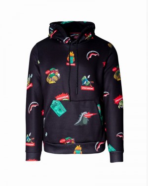 Black Sprayground Rattle Stacks Women's Hoodie | 162328807