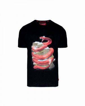 Black Sprayground Rattle Stacks Women's T Shirts | 329418666