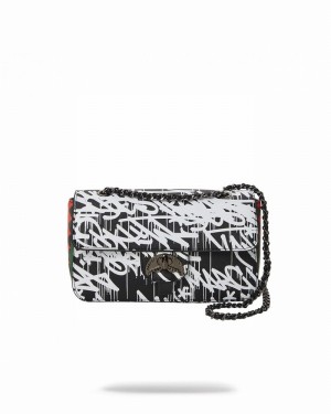 Black Sprayground Scribble Shark Men's Clutch Bags | 337786087