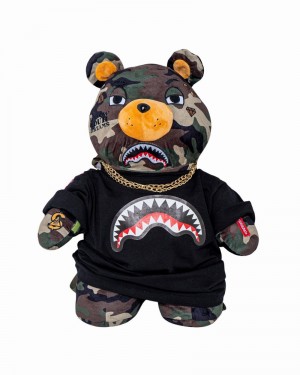 Black Sprayground Shark Crew Kids' T Shirts | 490499428