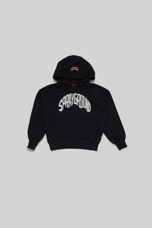 Black Sprayground Sharkshape Basic Kids' Hoodie | 854902182
